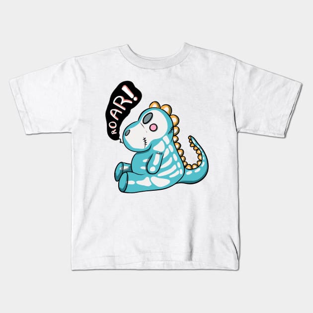 Cute dinosaur skeleton Kids T-Shirt by Jess Adams